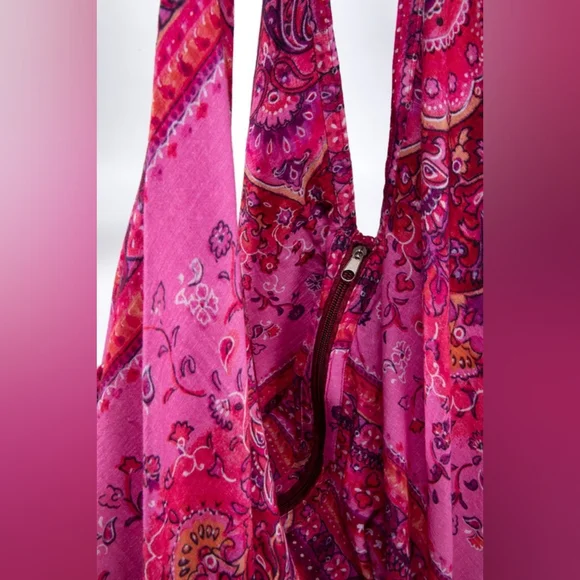 Hobo Beach Yoga Boho Chic Shoulder Bag - Ethnic Inspired Print - Fine Cotton - Picture 7 of 8